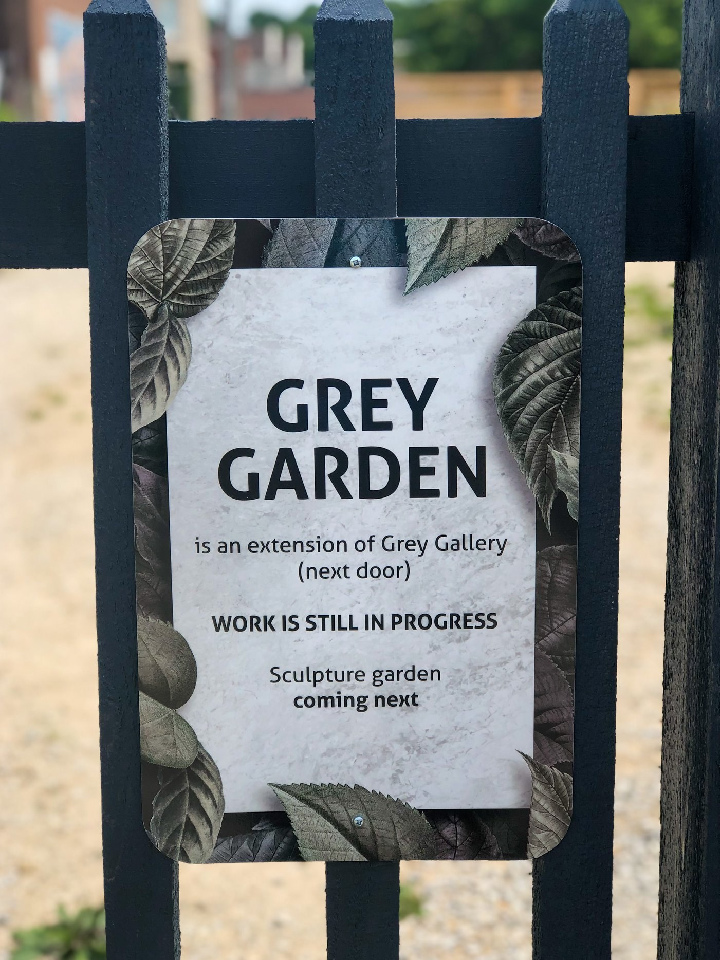 grey garden sign